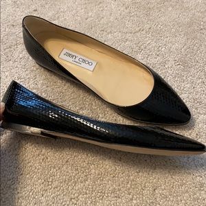 JIMMY CHOO Black Patent Flat